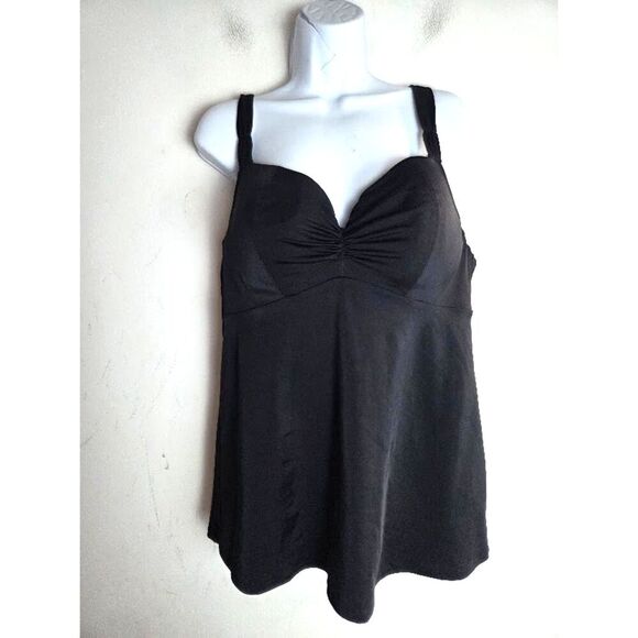 Lane Bryant Swim by Cacique Black w/Silver Detail Wired Swim Tankini size 40DD - Picture 1 of 7